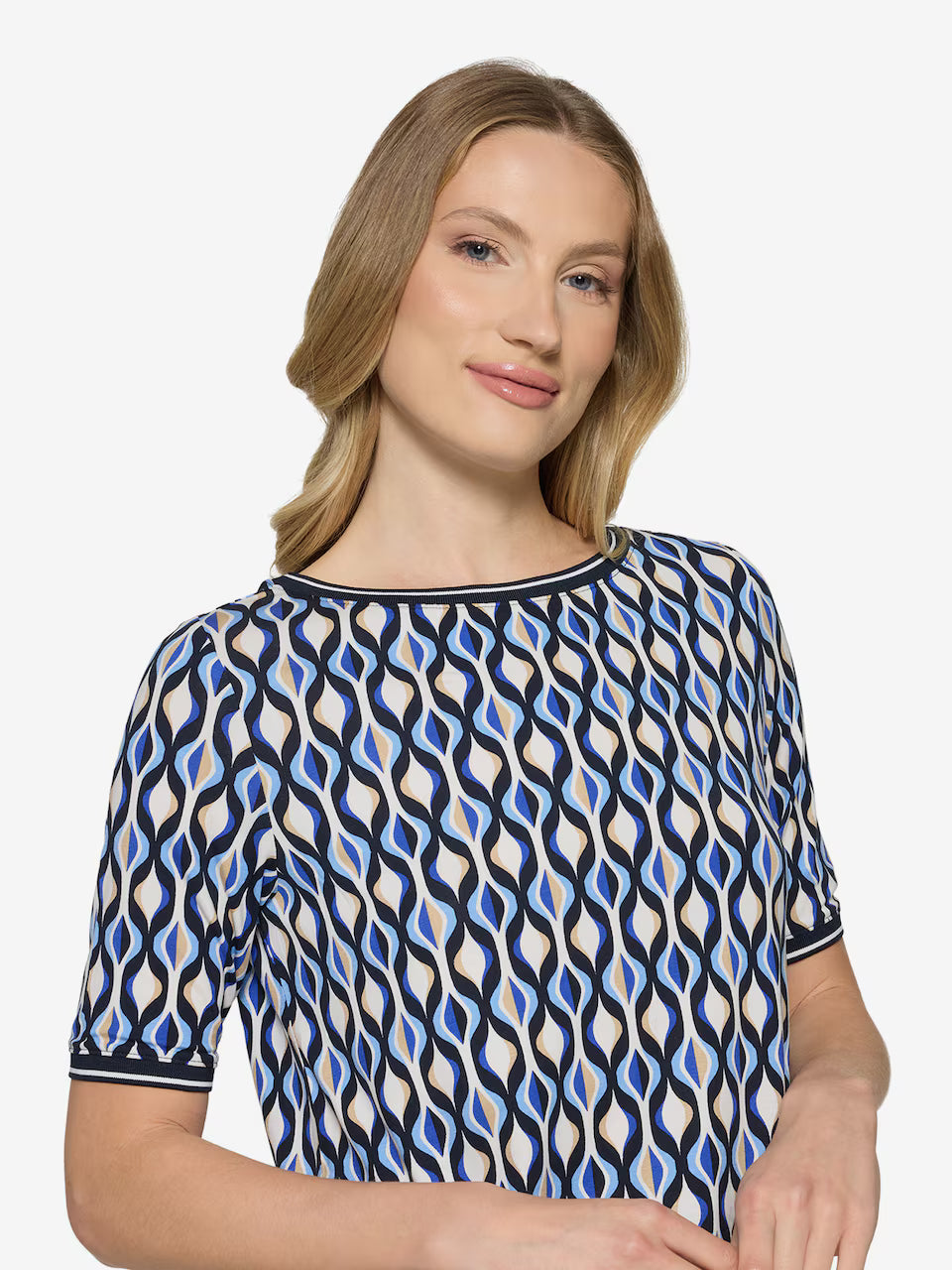 Betty Barclay 70s Geometric Print Shirt-Blue/Cream 2742/1752