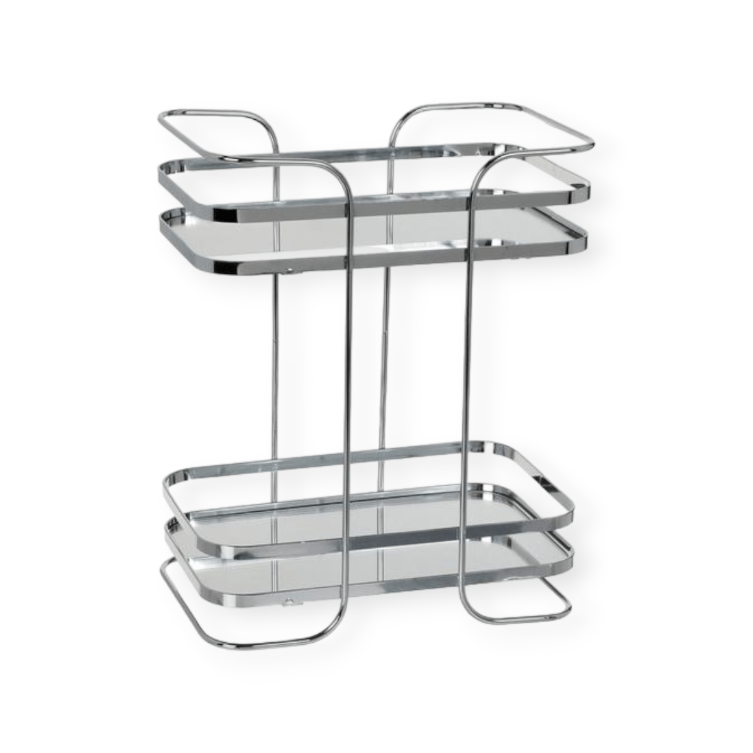 Stainless Steel Pot Holder 2-Tier Mirrored Vanity Tray Silver (7297268809817)