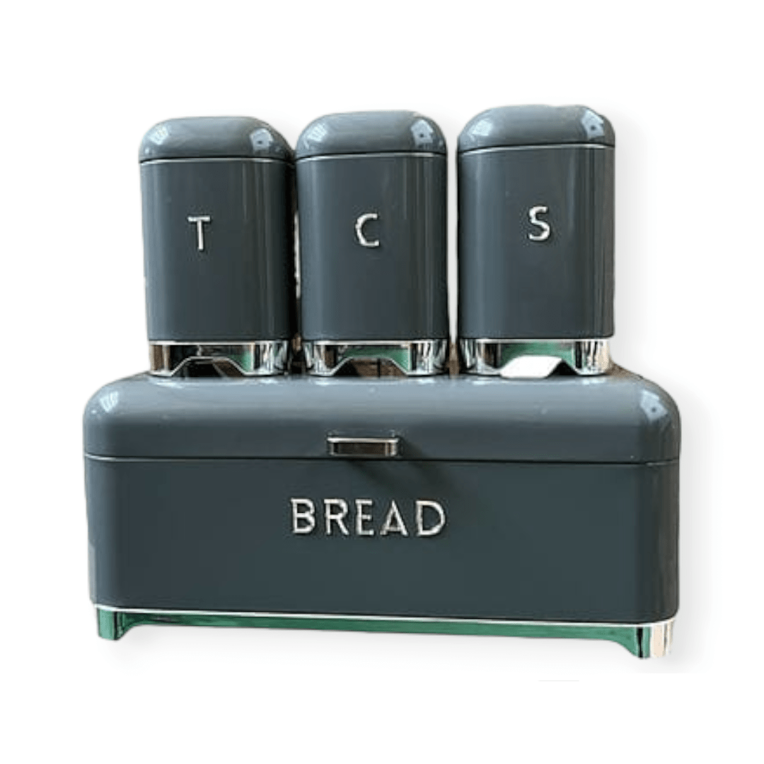 Continental Homeware CANISTER Continental Homeware Deluxe Edition Bread Bin With 3Pcs Canister Set Grey CH725 (7305530540121)