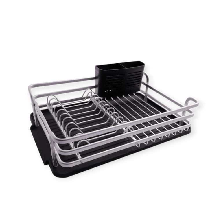 Regent DISH RACK HS Dish Rack Silver Aluminium With Black Plastic Utensil Holder 42103 (2061615333465)
