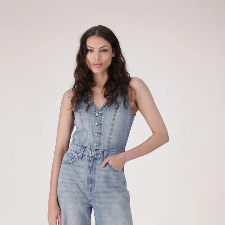 Levi's Women'S Denim Wide-Leg Jumpsuit - Med Indigo - Worn In