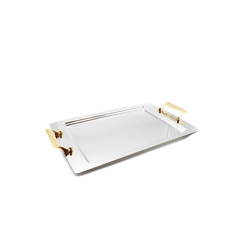 Seden Stainless Steel Plain Tray With Gold Handle SGN2102