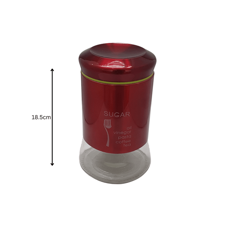 Stainless Steel Bread Bin Coated Stainless Steel Glass Canister Red Set Of 4 (6576143302745)