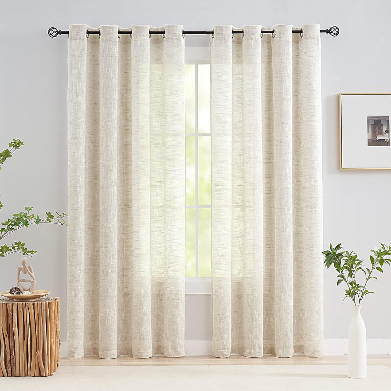 SH Whittaker Curtains Eyelet Ready Made Voile Sand Crystal Straps 3088-325
