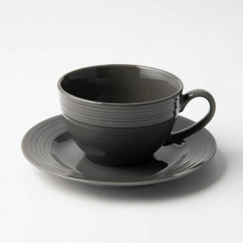 Jenna Clifford MUG Jenna Clifford Embossed Lines Cup & Saucer 200ml Grey (2061631914073)