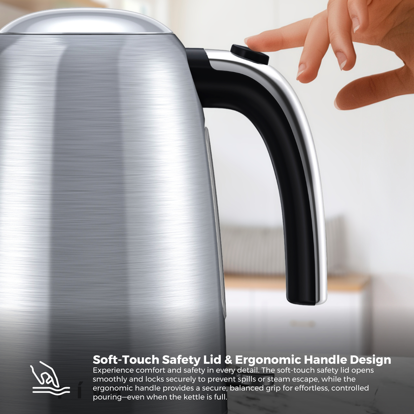 Riva Stainless Steel Kettle 1.7L Brushed RVSK001