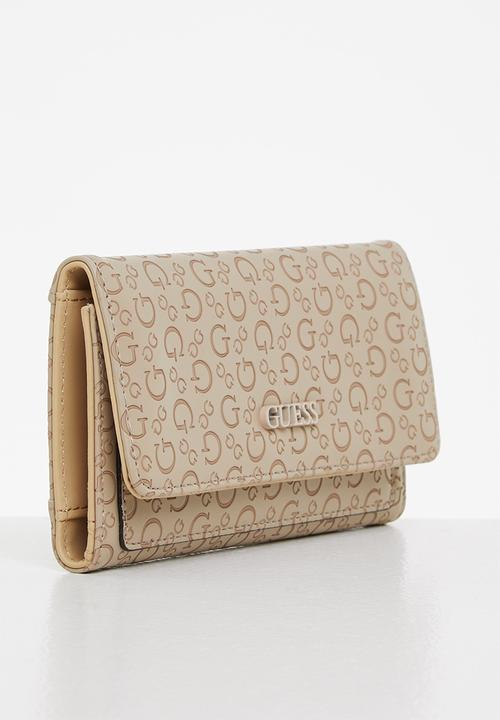Guess PURSE Guess Tempe SLG Slim Clutch Taupe (7035273314393)