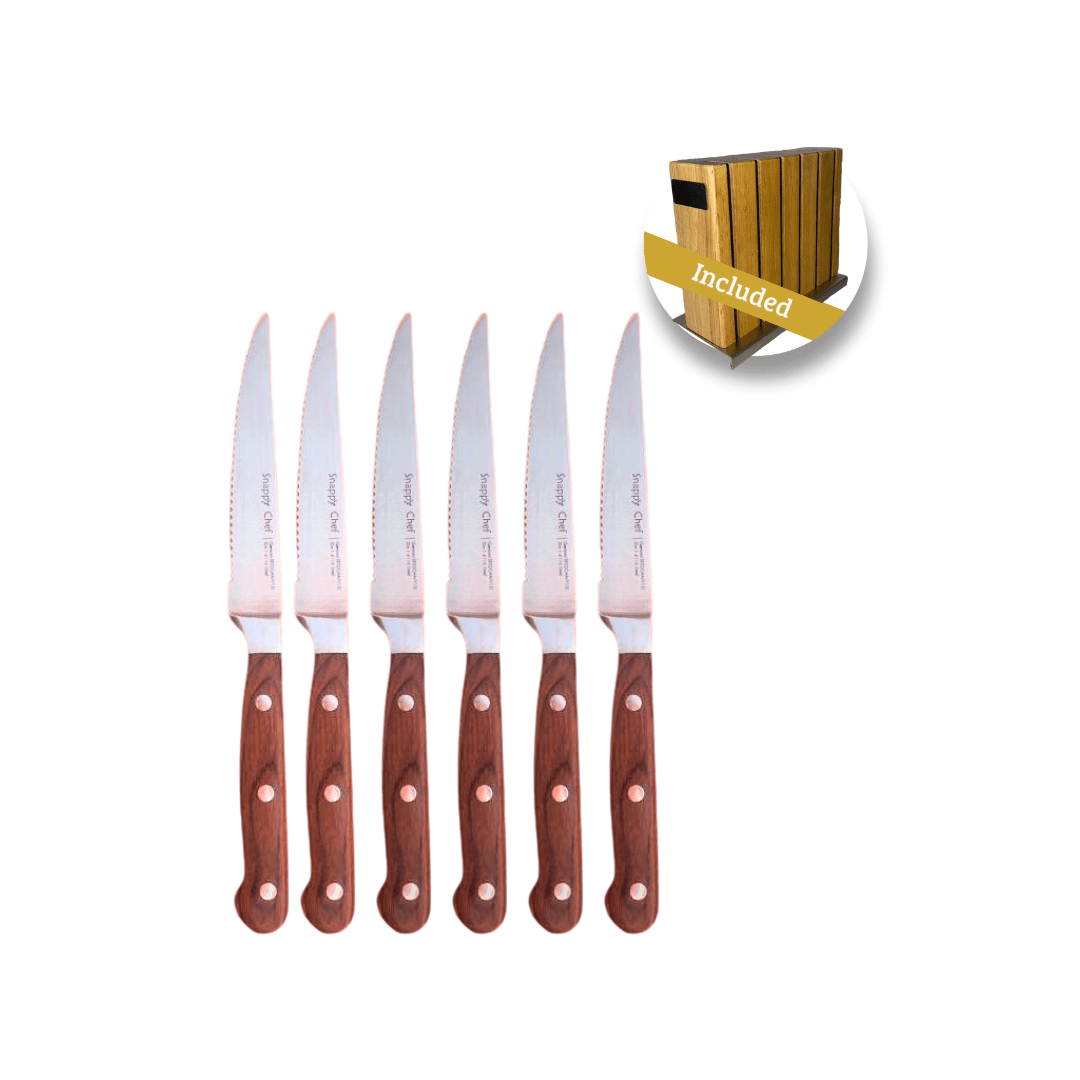 SNAPPY CHEF Knife Snappy Chef 6 Piece Steak Knife Set With Block SCKS006 (6933969698905)