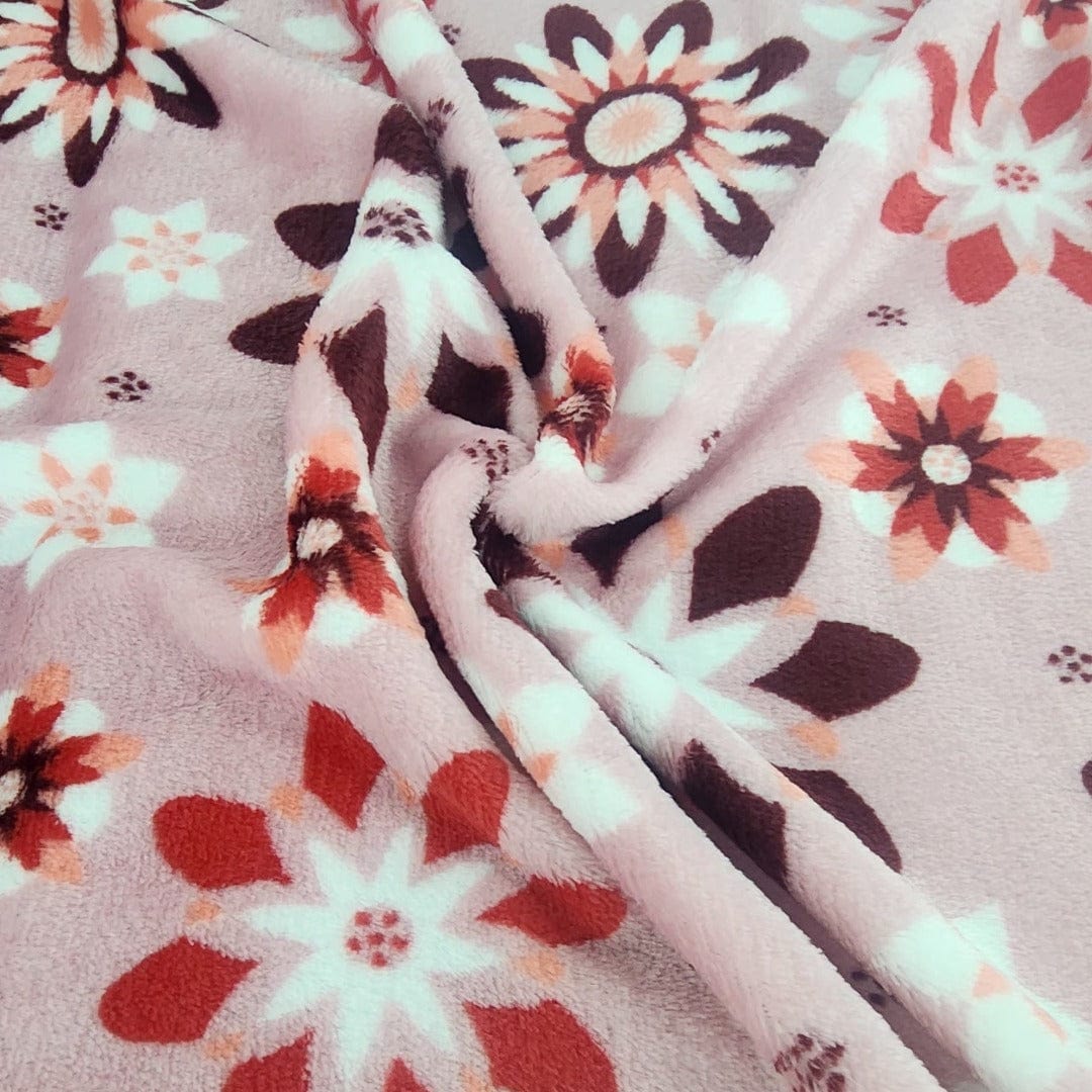 Fleece Blankets Pink Printed Mongolian Fleece Fabric Floral 150cm (7564608012377)