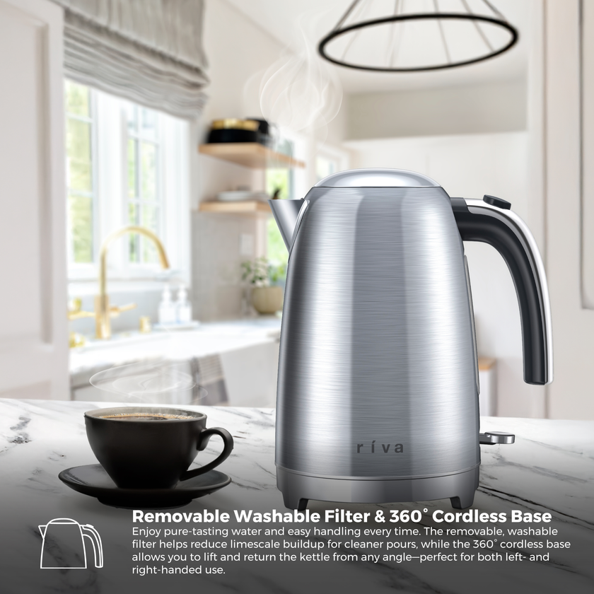Riva Stainless Steel Kettle 1.7L Brushed RVSK001