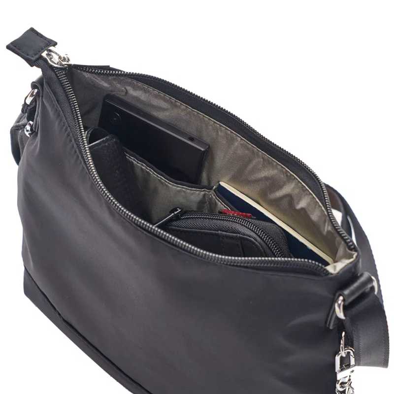 Hedgren Ladies Handbags BLACK Hedgren Aura Gleam Small Crossover Handbag, Black (4711731396697)