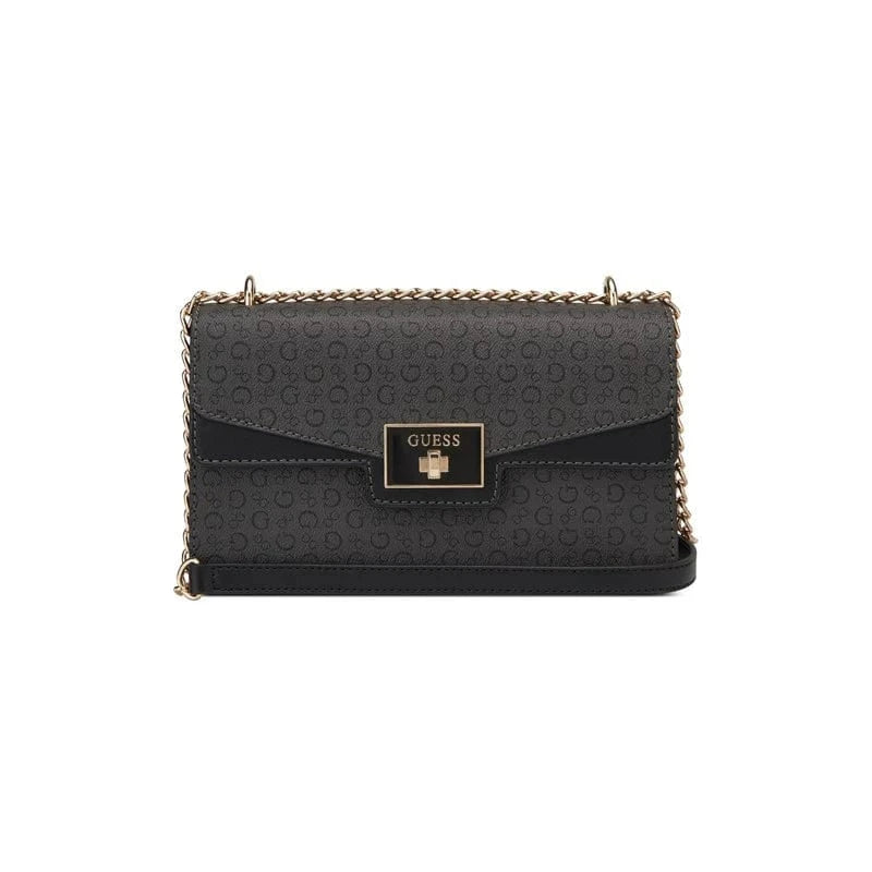 Guess Ladies Handbags Guess Alysa Crossbody Convertible Flap Bag Coal