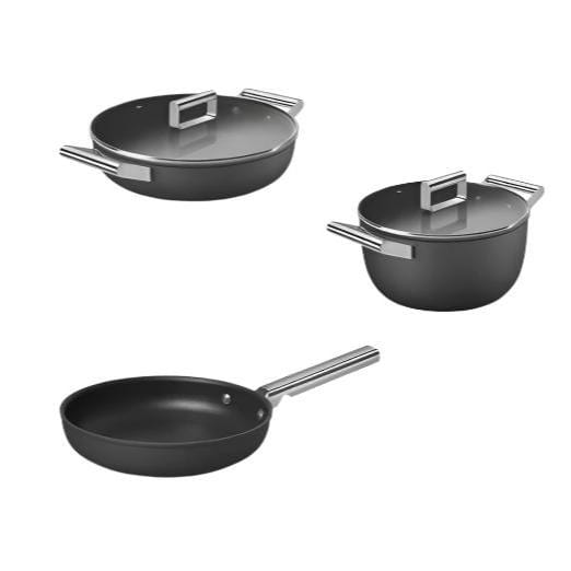 smeg FRYING PAN Smeg 5 Piece Cookware Set Black (7800294047833)