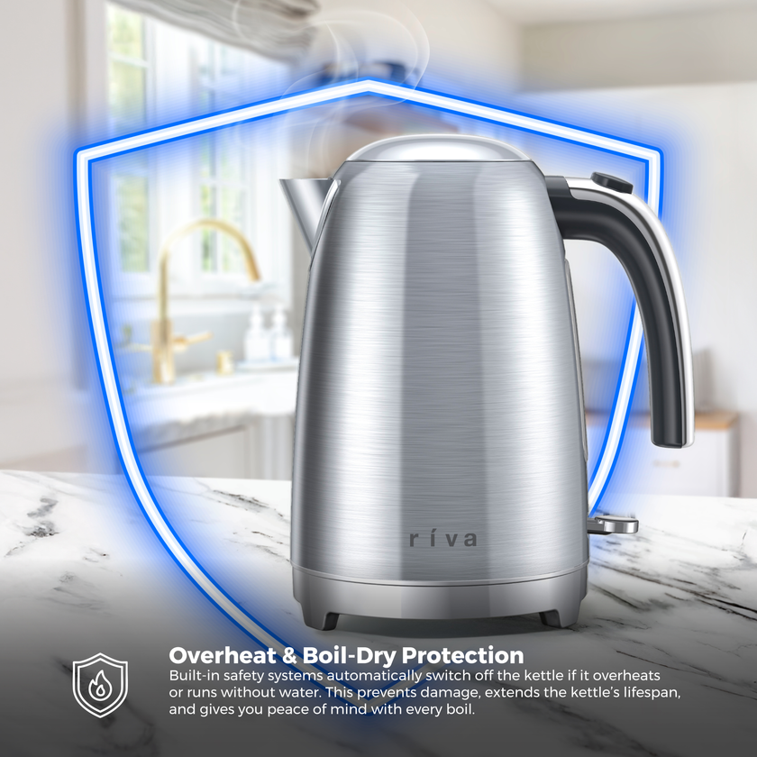 Riva Stainless Steel Kettle 1.7L Brushed RVSK001