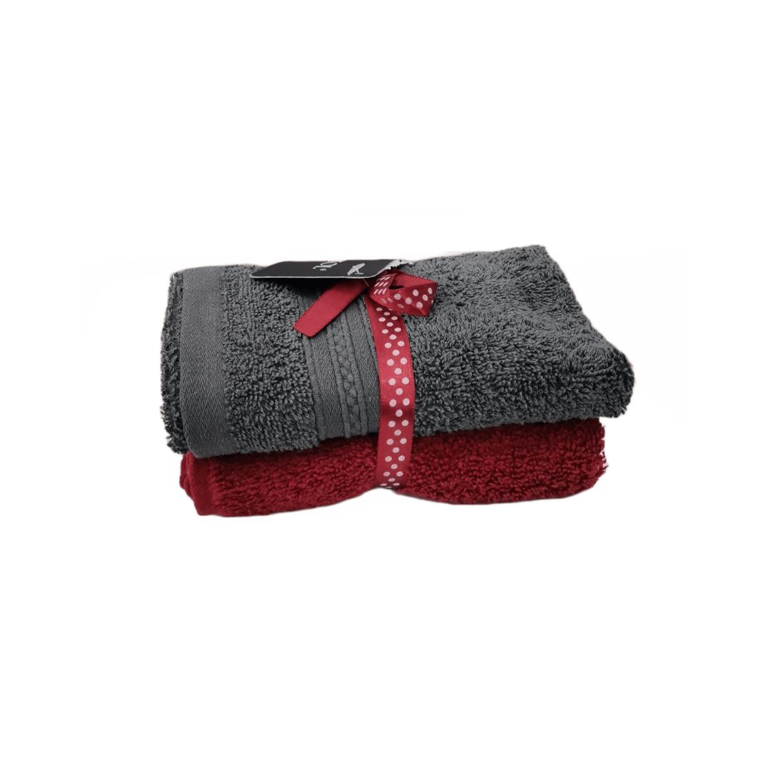 Bristol TOWEL Bristol Tiffany Pack Guest Towel 30x50  Dark Grey/Burgundy 2 Piece (7077542920281)