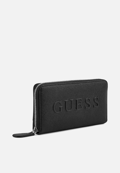 Guess Ladies Handbags Guess Haddington Medium Zip Around  Black (7794983239769)
