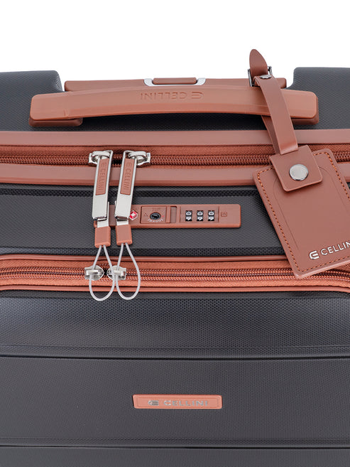 Cellini Monte Carlo Carry On 4 Wheel Trolley Case Black/Tan 8555152
