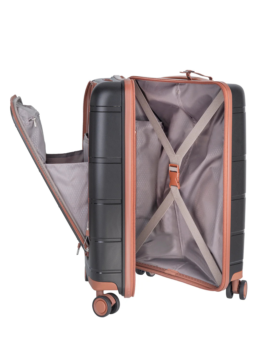 Cellini Monte Carlo Carry On 4 Wheel Trolley Case Black/Tan 8555152