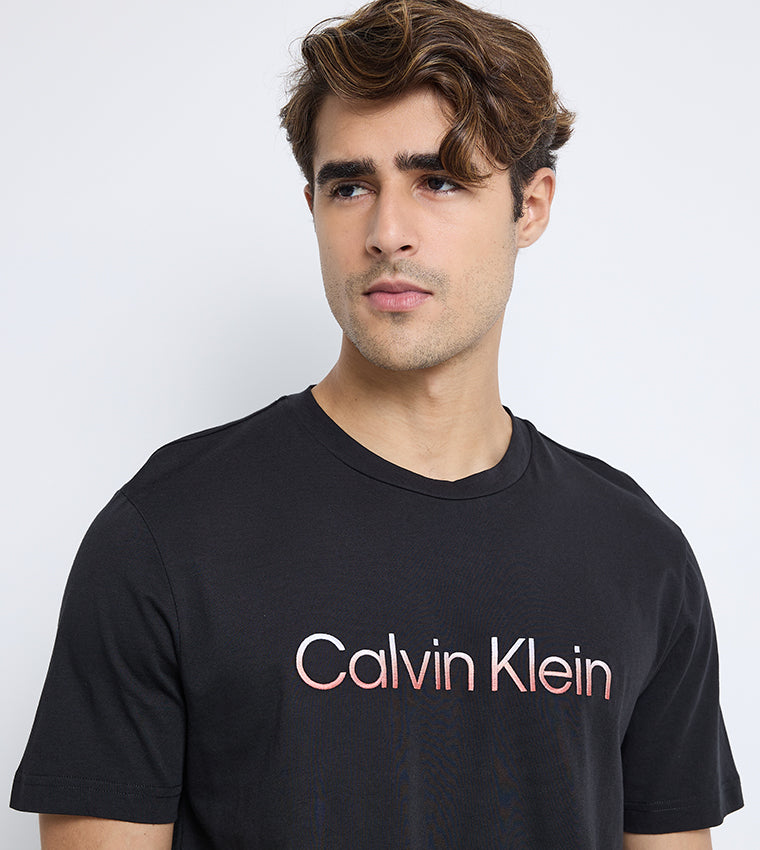 Calvin Klein T Shirt Raised Ombre Embrodery Black