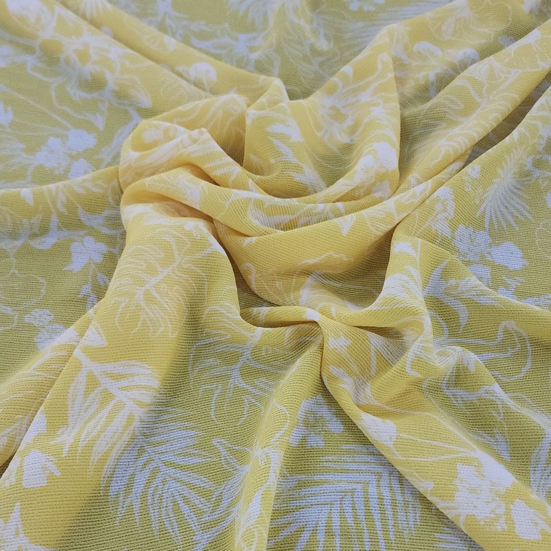 PRINTED CHIFFON Dress Fabrics Printed Crinkle Chiffon Fabric Yellow 150cm (7427897688153)