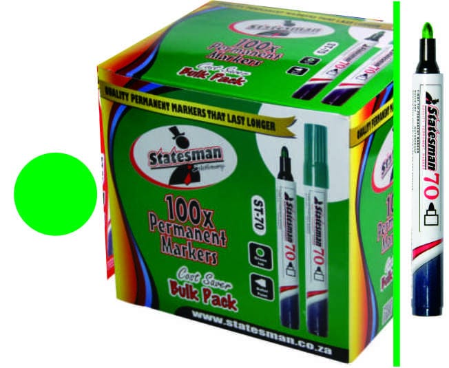 STATESMAN Tech & Office Statesman Permanent Markers Green Singles Carded New (2061797130329)