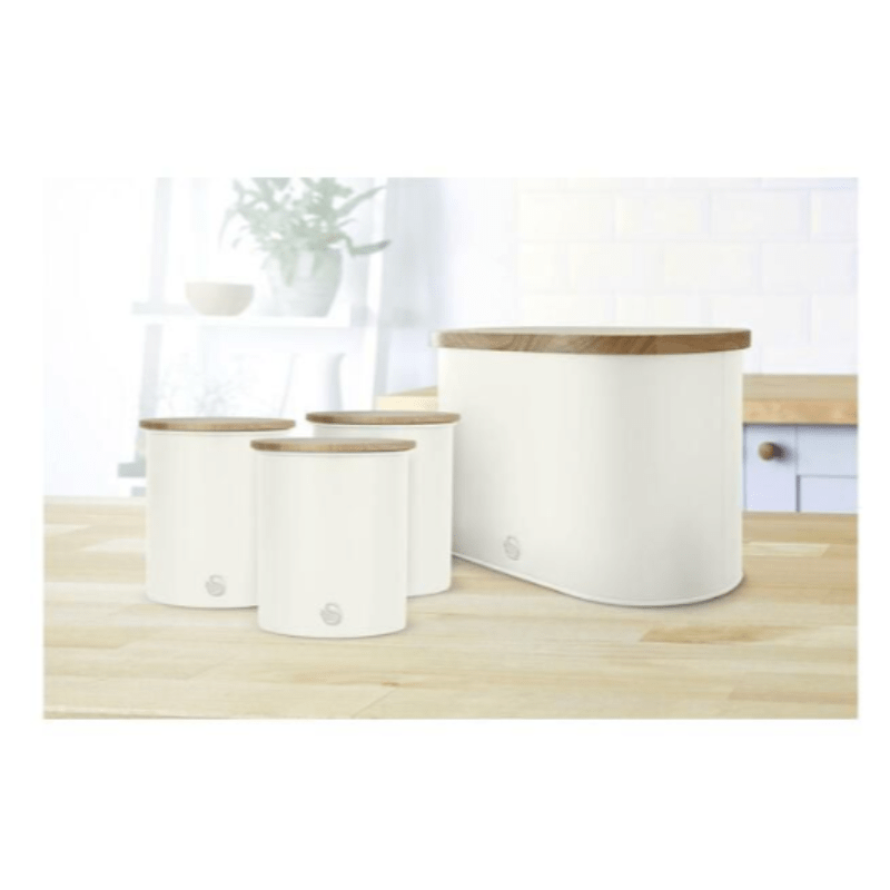 Swan CANISTER SET Swan Nordic Range White Bread Bin & Canister Set SWKA17513WHT (7046063128665)