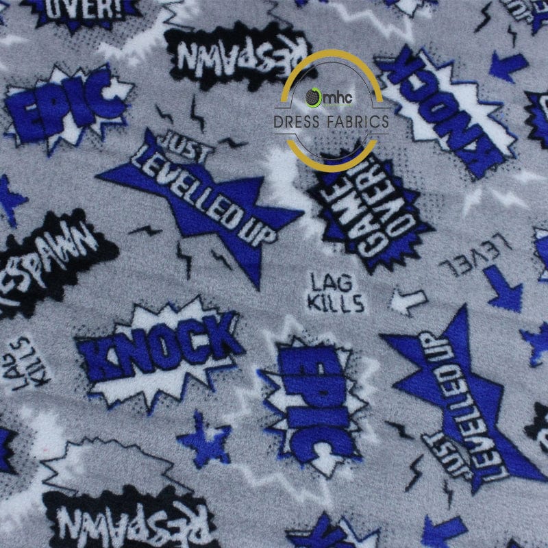 Fleece Dress Forms Printed Mongolian Fleece Fabric Grey/Blue 150cm (7024061677657)