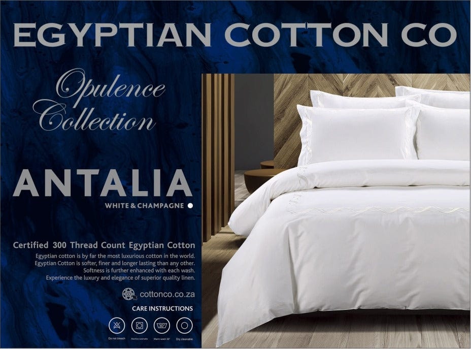 Egyptian Cotton Duvet Cover Egyptian Cotton 300 Thread Count Opulence Collection Antalia White & Champagne Duvet Cover Set (7187689472089)