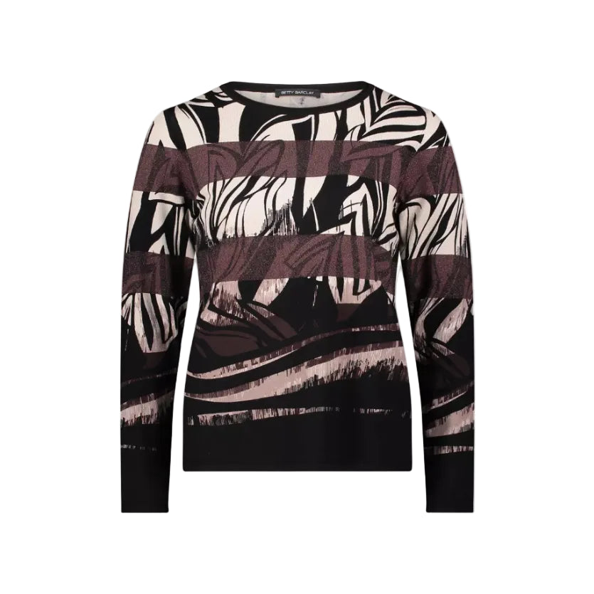 Betty Barclay Ladies Knitted Pullover-Taupe/Black 5384/1714