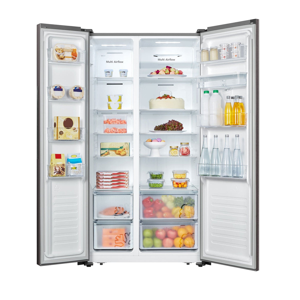 Hisense Side by side fridge Hisense 508L White And Khaki Glass Side By Side Fridge H670SDK-WD (7781177655385)