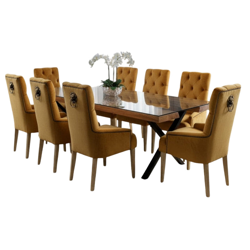 Matumi 9 Piece Dining Table Full Glass Top