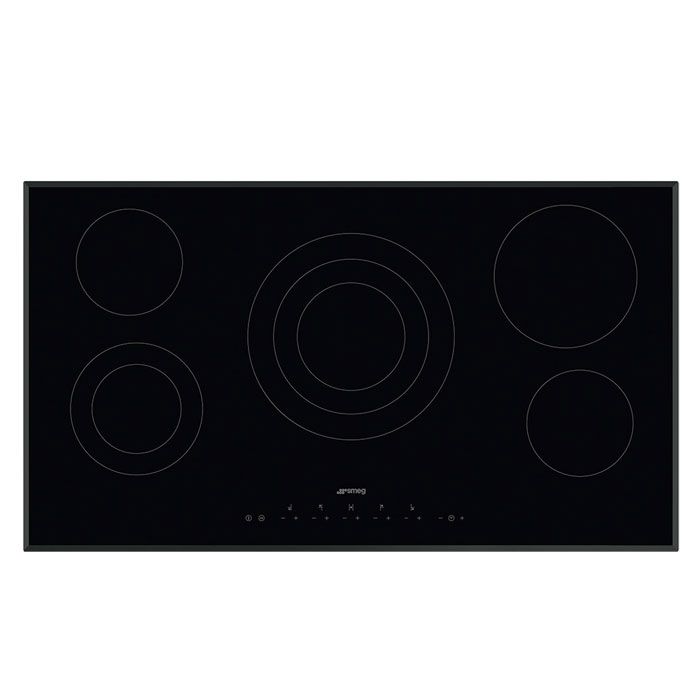 smeg Electric Hob Smeg 90cm 5 Plates black Ceramic Glass Hob SE395ETB (6614336143449)