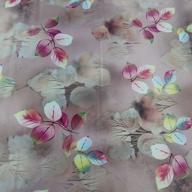 SATIN Dress Fabrics Printed Floral Duchess Satin Fabric Dusty Pink 150cm (7423049334873)