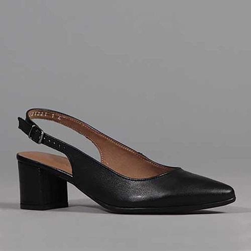 Froggie Size 8 Froggie Pointed Block Heel Slingback Sandal In Black -12613 (7668337410137)