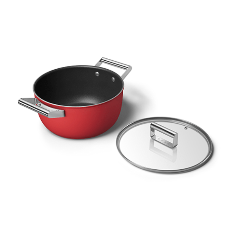 smeg POTS Smeg 24cm Casserole Pan With Lid Red CKFC2411RDM (6700158025817)