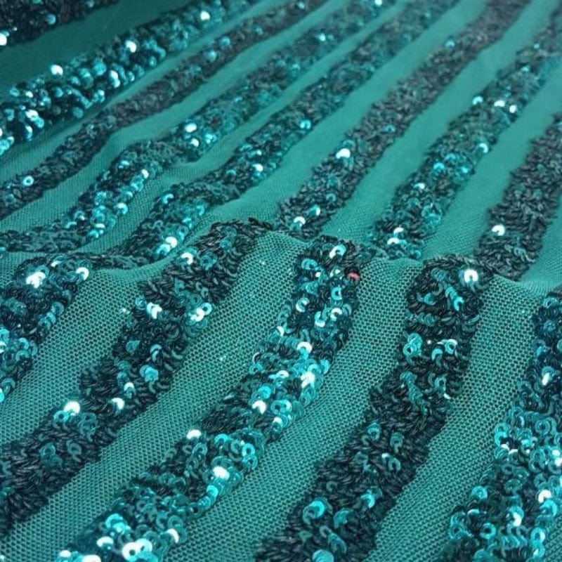 SEQUINS Dress Fabrics Bottle Green 120 cm Sequence Stripe Fabric 10300 120 cm (4762686259289)