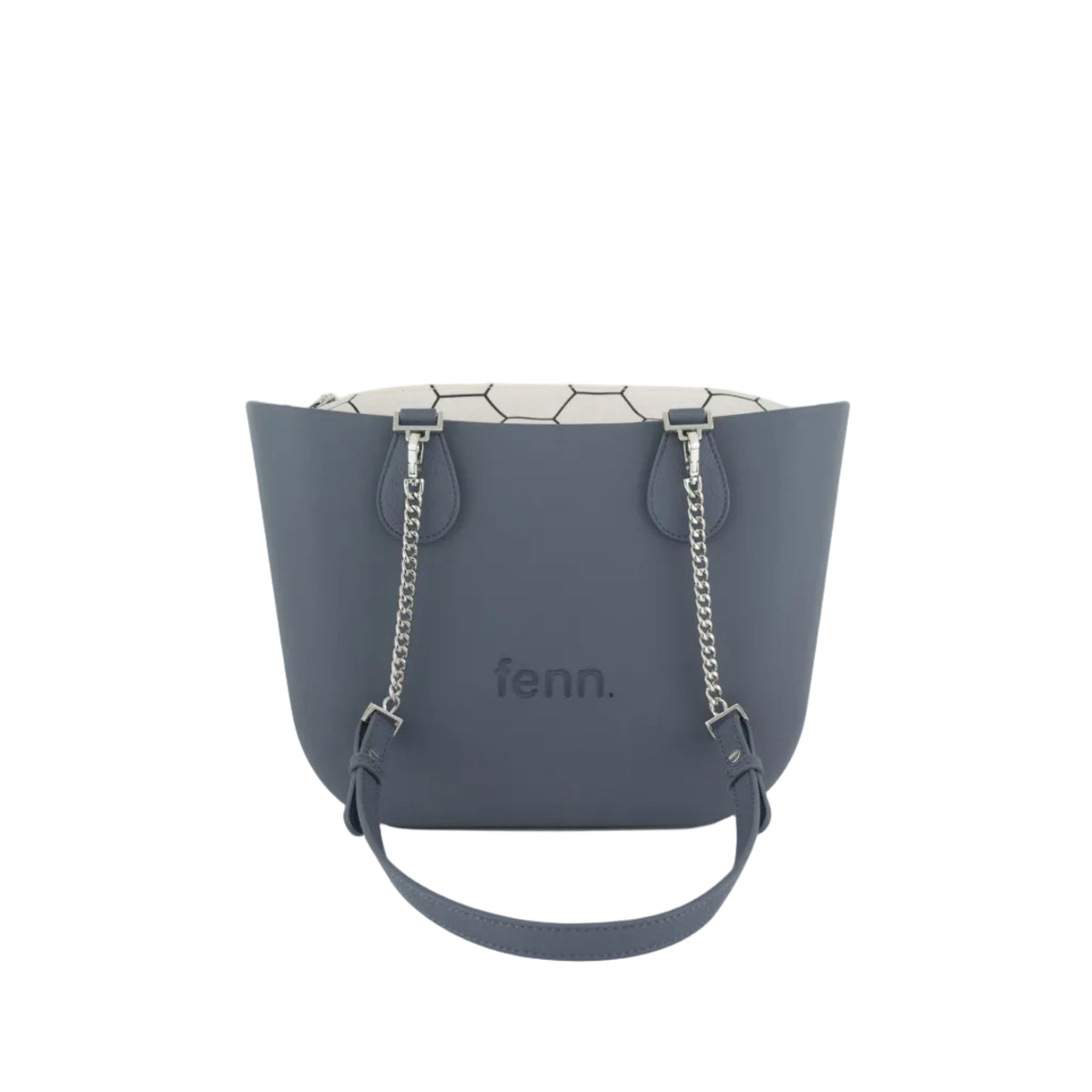 Fenn Original Everyday Petite Tote Bag With Silver Chain Handle-Denim 9464.