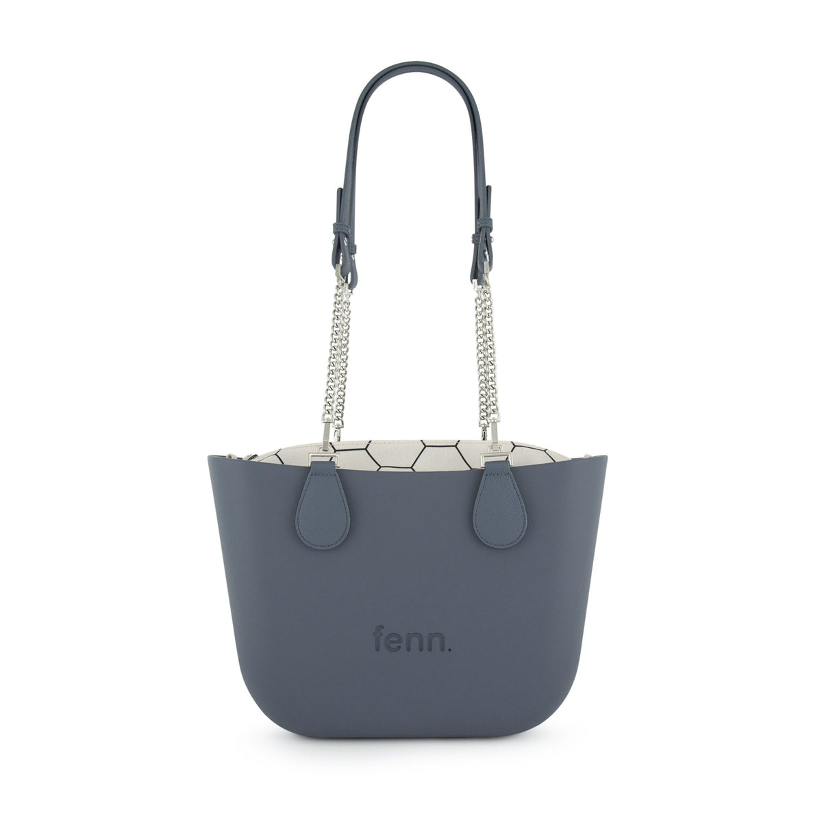 Fenn Original Everyday Petite Tote Bag With Silver Chain Handle-Denim 9464.