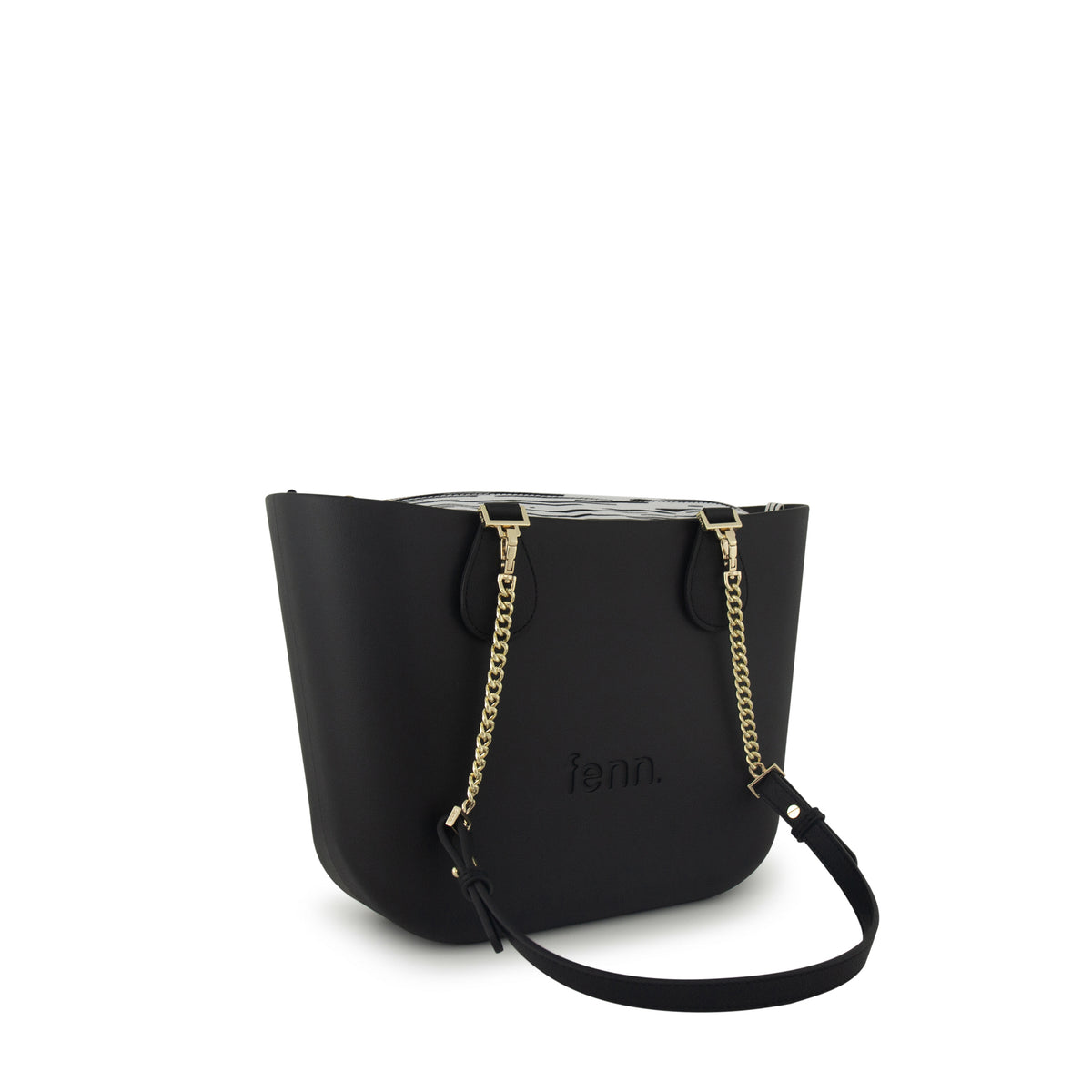 Fenn Original Everyday Petite Tote Bag With Gold Chain-Black 9478