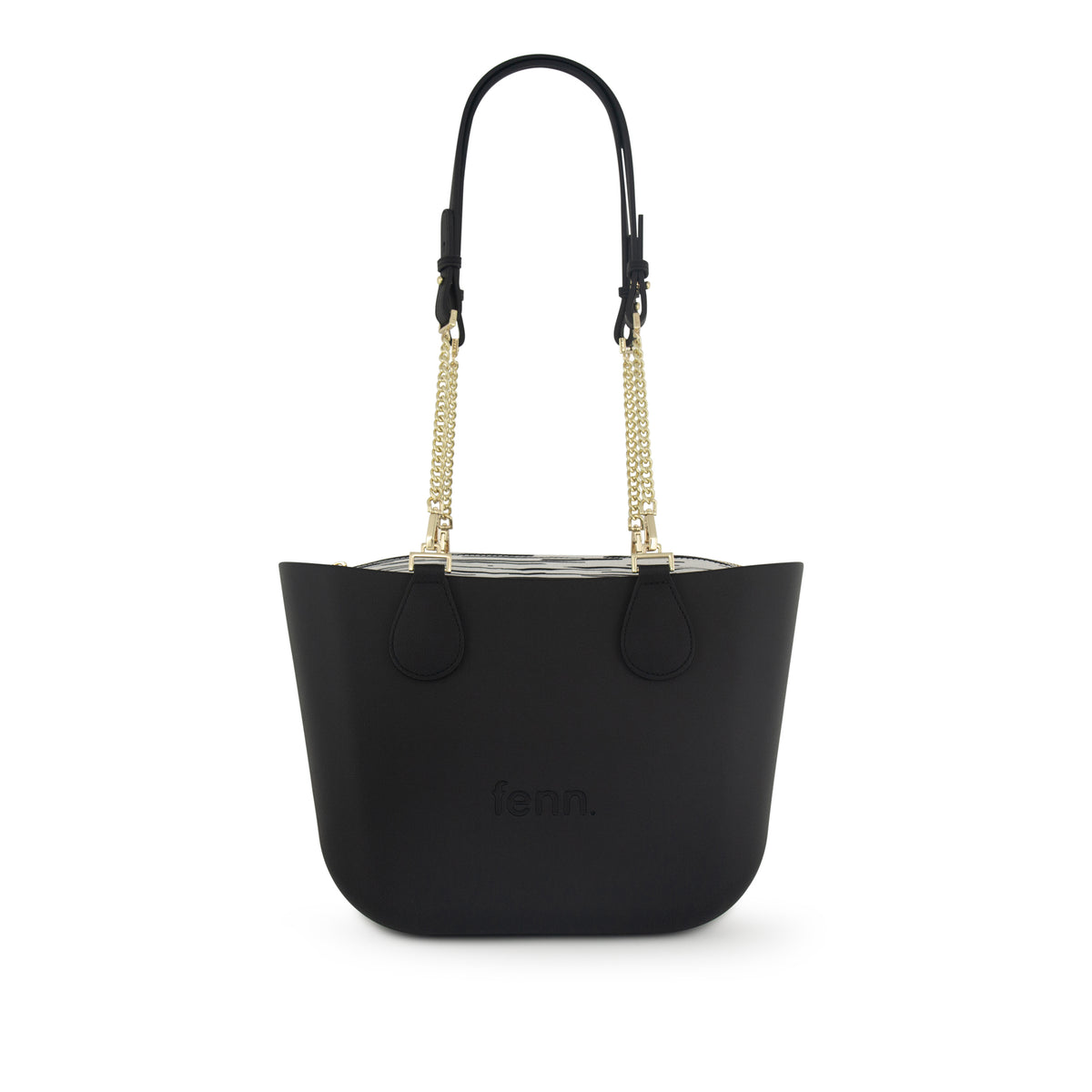 Fenn Original Everyday Petite Tote Bag With Gold Chain-Black 9478