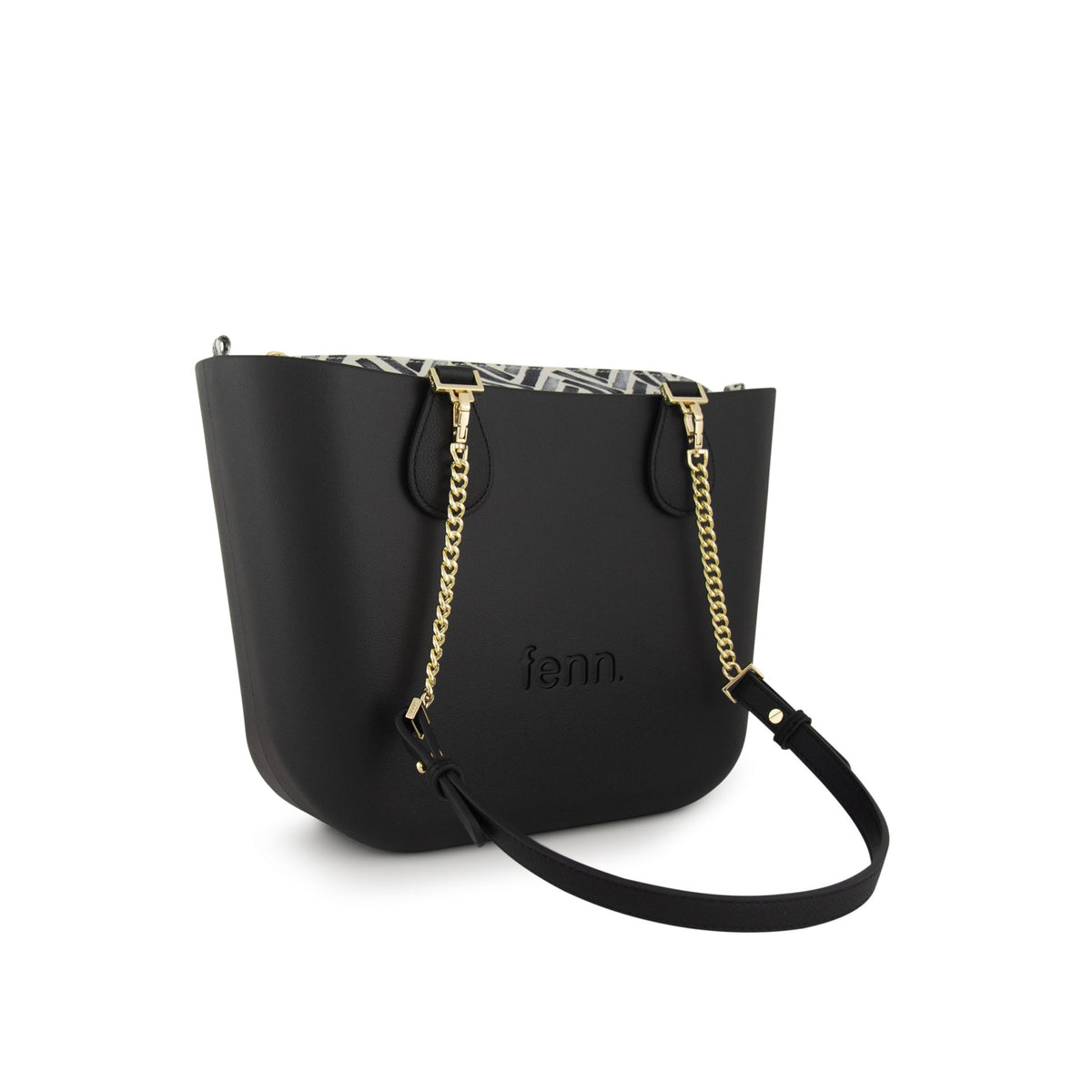 Fenn Original Everyday Petite Tote Bag With Gold Chain-Black 9499.
