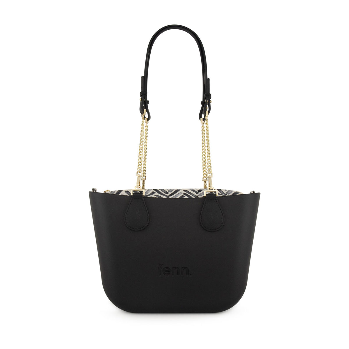 Fenn Original Everyday Petite Tote Bag With Gold Chain-Black 9499.