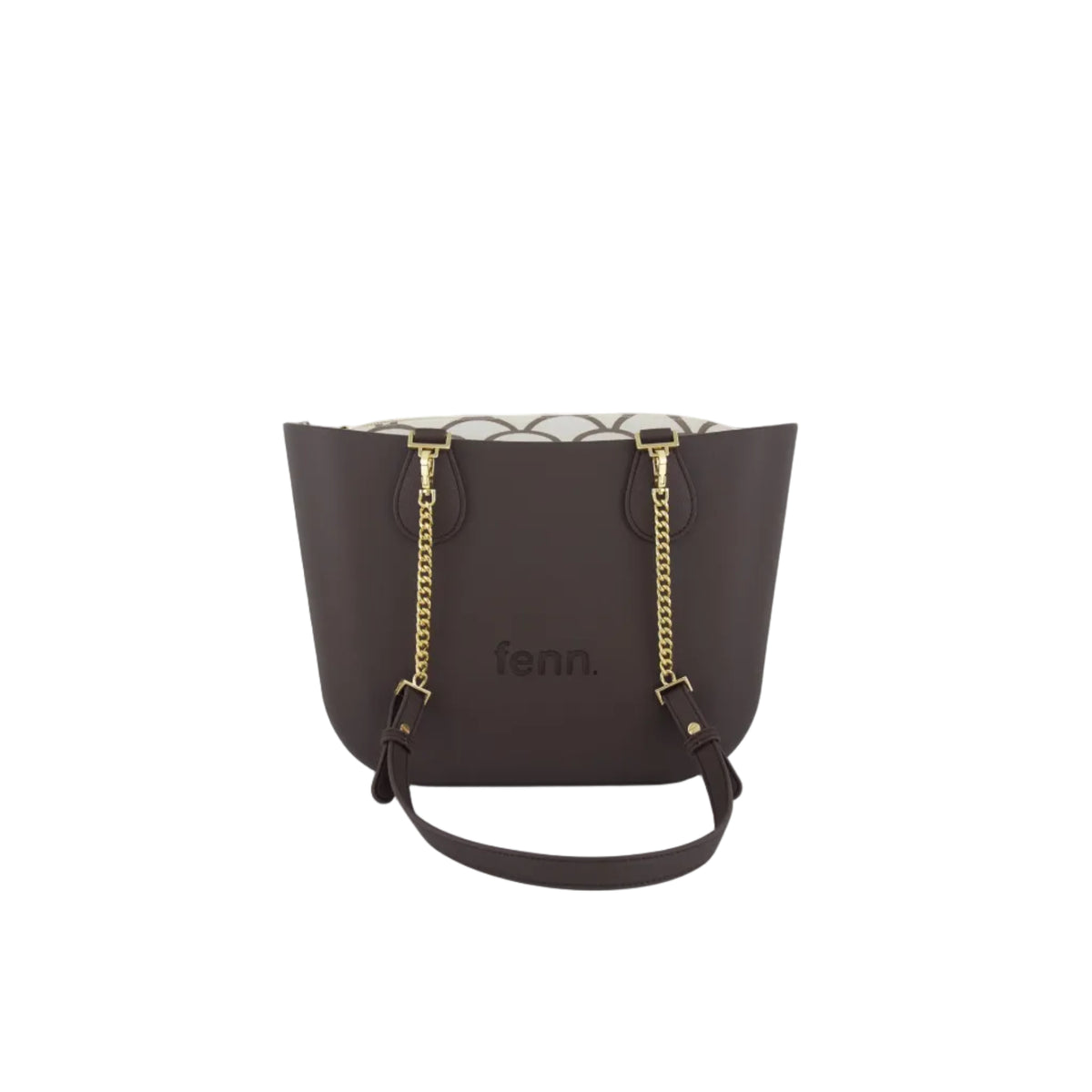 Fenn Original Everyday Petite Tote Bag With Gold Chain-Chocolate 9506.