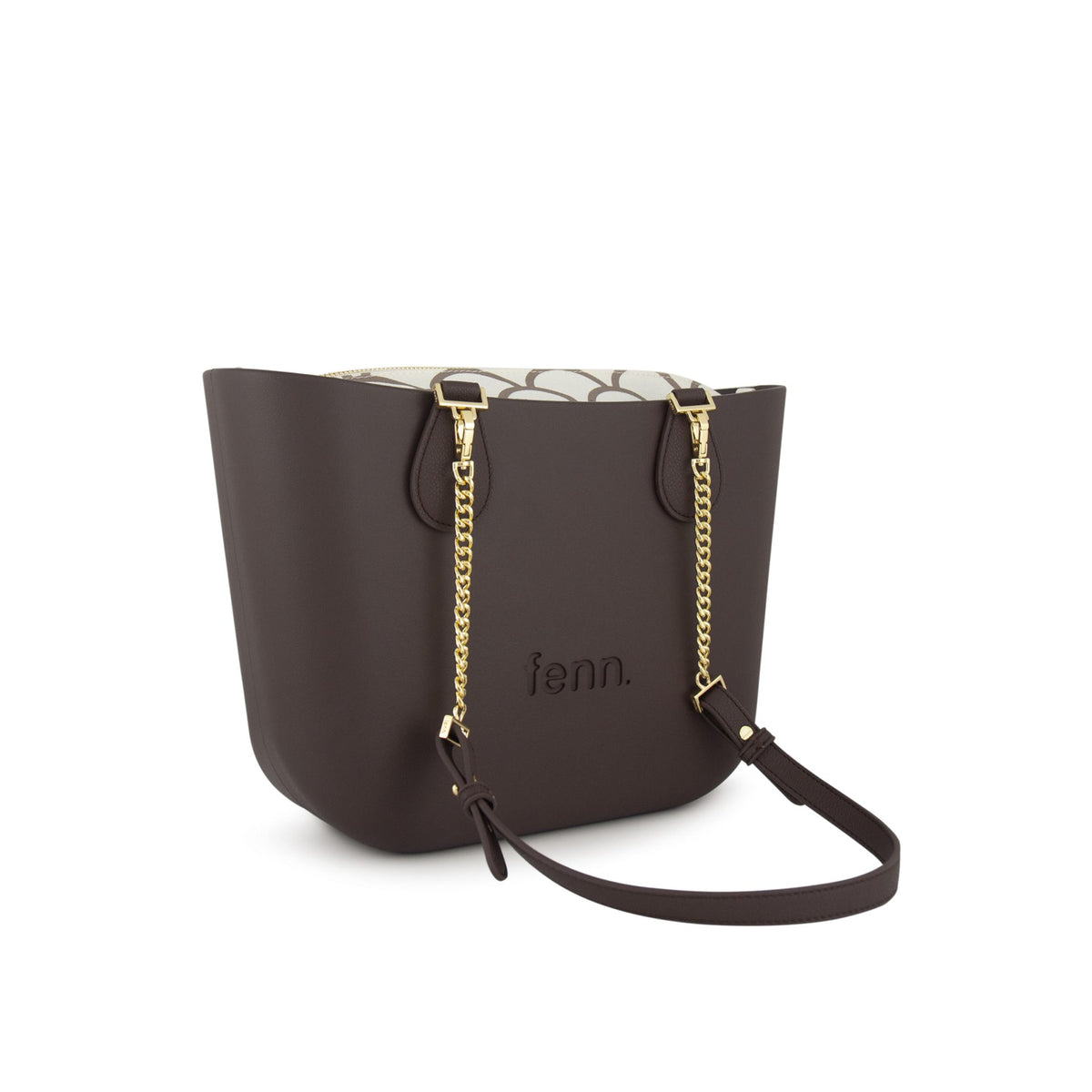 Fenn Original Everyday Petite Tote Bag With Gold Chain-Chocolate 9506.