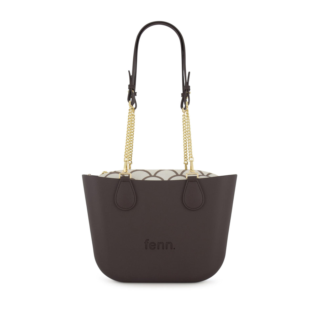 Fenn Original Everyday Petite Tote Bag With Gold Chain-Chocolate 9506.