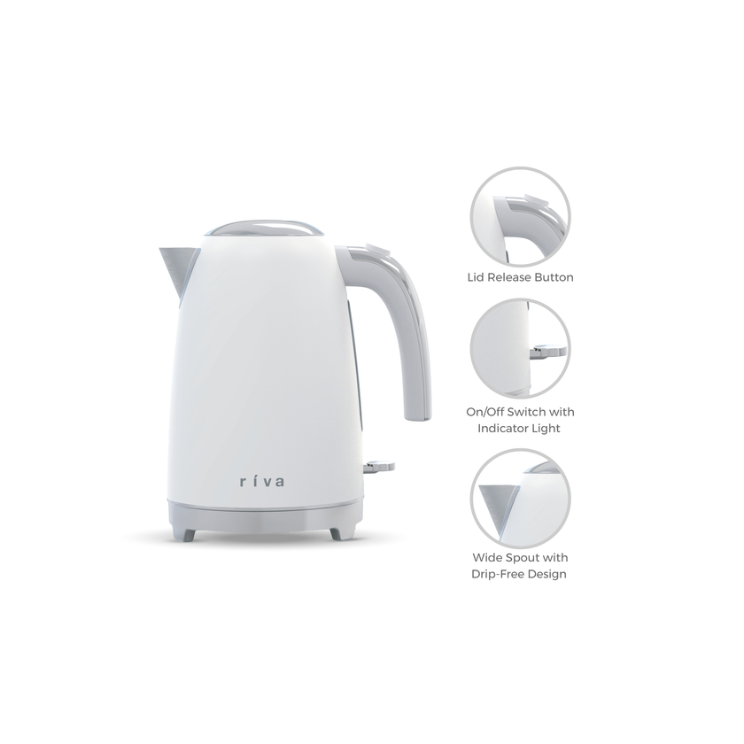 Riva Stainless Steel Kettle 1.7L Matt White RVWK001