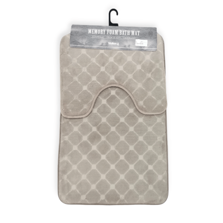 Waltex BATH MAT Waltex 2 Piece Memory Foam Bath Mat Set Taupe MEMO142T (7808632946777)