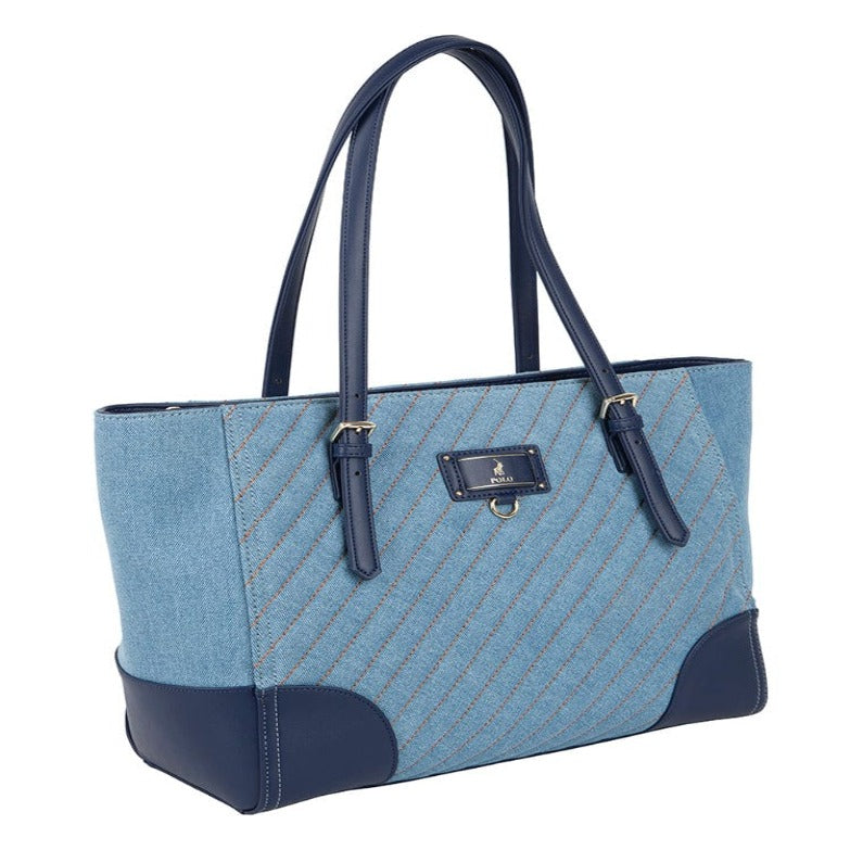 Polo Handbag Polo Denim Quilt Tote (7230543036505)