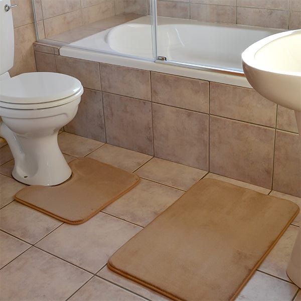 Waltex BATH MAT Waltex 2 Piece Memory Foam Bath Mat Set Taupe MEMO142T (7808632946777)