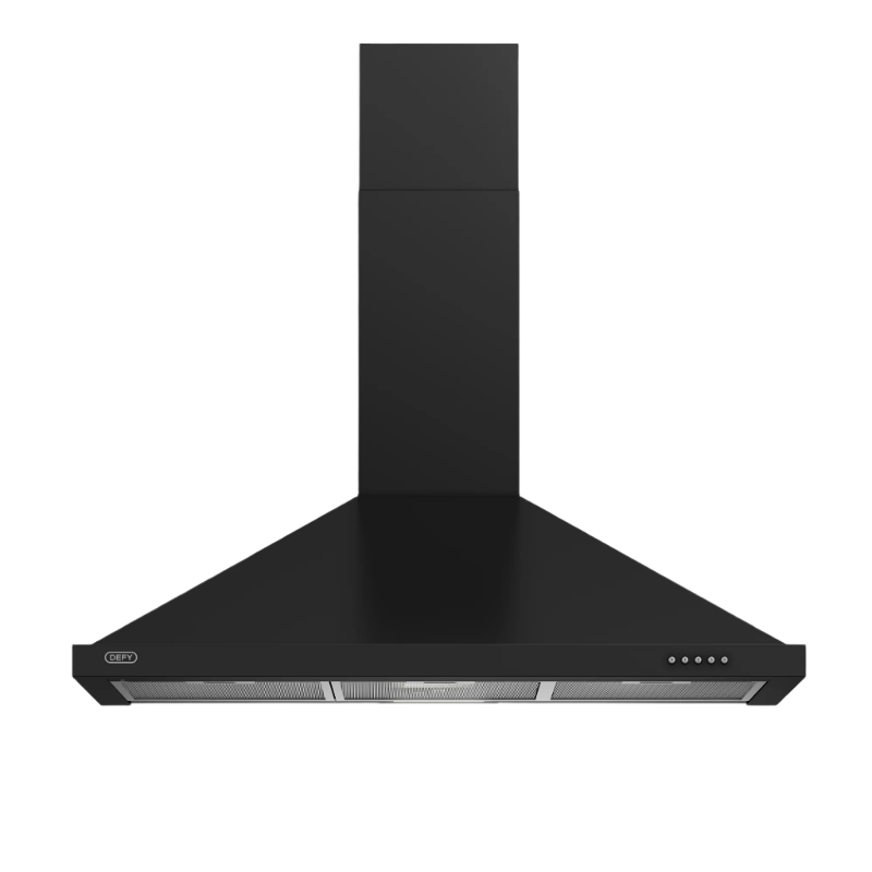 Defy 90cm Black Chimney Cookerhood  DCH90CB